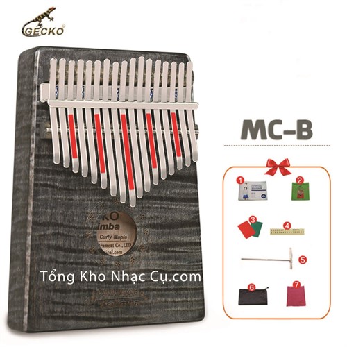Đàn Kalimba Gecko 17 Phím MC-B (Nâu đen - Gỗ Phong vân hổ - Mbira Thumb Finger Piano 17 Keys)